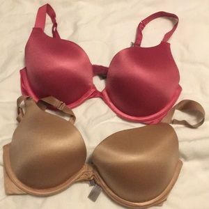 2 VS Very Sexy plunge bras • pink/nude • 32DD